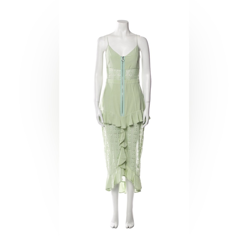 For love & Lemon Elegant Green Lace Midi Dress